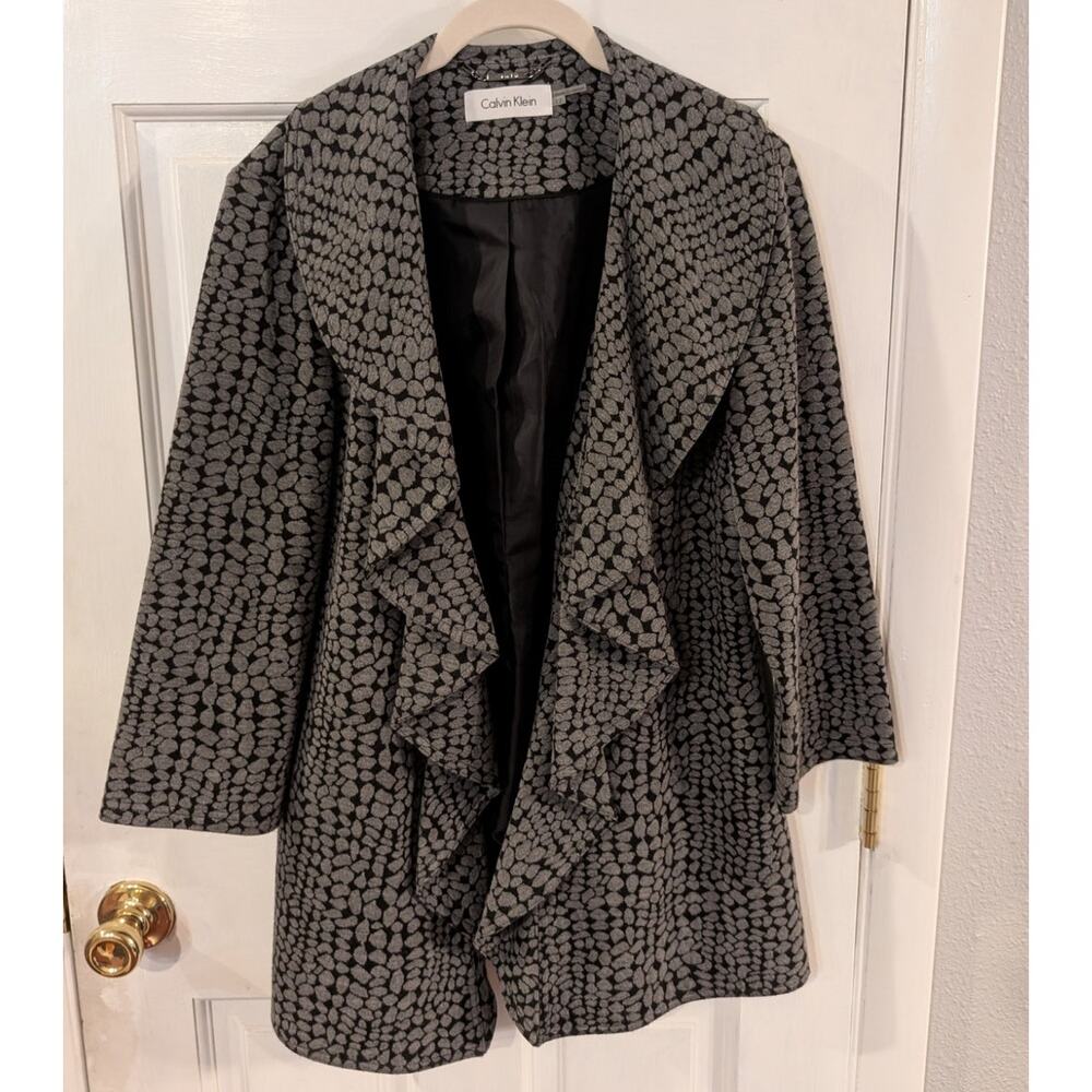 Calvin Klein Animal Print Scallop Opening Jacket Size 12